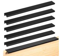 FONDOTIN 6Pcs Aluminum Alloy Mount Finger Edge Pulls Concealed Drawer Handles with Rounded Corners and Back Mount Screws for Kitchen Cabinet Wardrobe Door Home Use