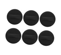 FONDOTIN 6pcs Black Synthetic Leather Ultra-thin Face Powder Applicators 54x4mm Small round Makeup Tools for Foundation Setting Powder Cosmetics Application for Professional Use