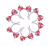FONDOTIN 6pcs British Flag Bow Headband Football Fan Hairbands Union Jack National Flag Hair Accessories for Festival Party Uk Supporters