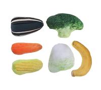 FONDOTIN 6pcs Catnip Plush Vegetable Toys Set Carrot Cabbage Broccoli Banana Corn Sunflower Seed, Interactive Soft Catnip Pet Toys for Kittens Indoor Play