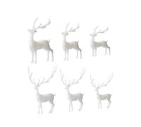 FONDOTIN 6pcs Crystal Epoxy Elk Ornaments White Miniature Micro-landscape Accessories for DIY Garden Animal Modeling Three-dimensional Lifelike Reindeer Figures