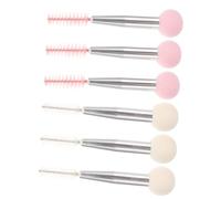 FONDOTIN 6pcs Double Head Eyebrow Makeup Sponge Brushes with Mascara Applicator, White and Pink Multi-functional Cosmetic Tools for Precise Eyebrow Shaping and Eyelash Styling