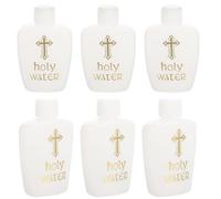 FONDOTIN 6Pcs Empty Plastic Holy Water Bottles Set 60ML White Refillable with Safety Caps for Exorcism and Church