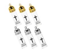 FONDOTIN 6pcs Glass Holy Water Bottles with Lid Refillable Catholic Christian Containers for Baptism Church Events and Personal Devotion Portable Decorative Vials for Religious Ceremonies
