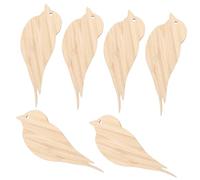 FONDOTIN 6Pcs Graffiti Bamboo Bookmarks Bird Shape DIY Blank Bamboo Material Creative for Students Graduates Teachers Crafting