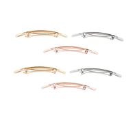 FONDOTIN 6pcs Hair Barrettes for Long Spring Clips with Smooth Surface Golden Silver Rose Gold Brushed Finish for Hair Decoration Special Occasions