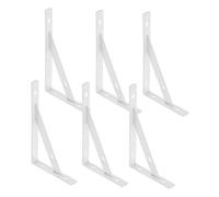 FONDOTIN 6pcs Heavy Duty Wall Shelf Brackets Metal Load Bearing Frame Hooks for Floating Shelves Easy Installation White Support for Home Storage