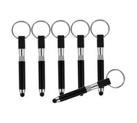 FONDOTIN 6pcs Keyring Stylus Pen Set Capacitive Touchscreen Pens for Tablets and Phones Mini Keychain Stylus Cute Design Black