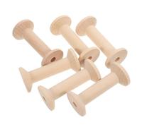 FONDOTIN 6pcs Large Solid Wood Spools Empty Thread Holders for Sewing and Crafts Natural Wood Color Bobbins with Perforated Center for Embroidery and Ribbon Winding