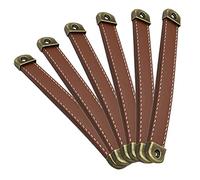 FONDOTIN 6pcs Leather Pull Handles for Cabinets and Vintage Style Drawer Pulls for Wardrobe Cupboard Dresser Easy Replacement with Spacing