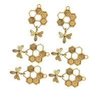 FONDOTIN 6pcs Metal Alloy Bee Charms with Honeycomb Design for DIY Jewelry Making Keychain Pendants Craft Supplies for Necklace Bracelet Earrings