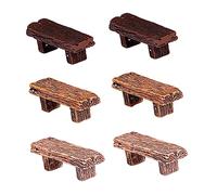 FONDOTIN 6Pcs Miniature Resin Stools Retro Micro Landscape Decor Adorable Imitated Wood Design for DIY Crafts for Dollhouses and Succulent Gardens