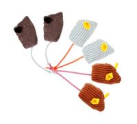 FONDOTIN 6pcs Plush Striped Catnip Mouse for Cats Kitten Teething Chewing Interactive Soft Cat to Stimulate Play and Exercise Indoor Pets