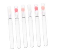 FONDOTIN 6Pcs Portable Silicone Lip Mask Brushes with Lid for Women Soft Flexible Applicators for Lipstick and Eyeshadow Transparent and Colored Brush Heads Compact Makeup Tool