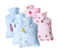 FONDOTIN 6pcs Small Refillable Warm Water Bags PVC Mini Hand Warmers Cartoon Pattern Water Filled Hot Bottles for Winter Pain Relief and Outdoor Use