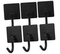 FONDOTIN 6pcs Stainless Steel Adhesive Wall Hooks Curved Design for Bathroom Kitchen Door Rust Resistant Coat and Towel Holders with Modern Black Finish for Key Hangers and Clothes