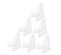 FONDOTIN 6pcs Transparent Badge Holders with Acrylic Easel Display Stands Protective Shelf Risers for Coins Watches Collections Desktop Organization for Trade Shows Home Office Party