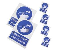 FONDOTIN 6pcs Wash Your Hands Stickers Adhesive Hand Washing Signs for Bathroom and Public Spaces Non Peeling Safety Reminder Decals for Home Restaurants Schools and Communal Areas