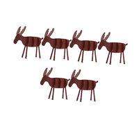 FONDOTIN 6Pcs Wooden Christmas Elk Ornament Small Walnut Color DIY Assembly Desktop Decoration for Xmas Party Home Office Creative Durable Wood Craft