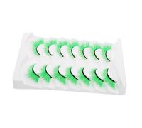 FONDOTIN 7 Pairs Extra Long Green False Eyelashes for St Patrick's Day Irish Festival Stage Makeup Party Cosplay Comfortable Soft Faux Lashes for Dance Halloween Costume
