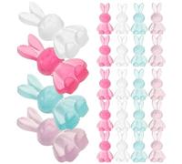 FONDOTIN 80pcs Resin Rabbit Beads Loose Beads DIY Jewelry Making Kit, Translucent Cartoon Easter Bunny Charms in White, Rose Red, Lake Green, Purple for Bracelets and Crafts
