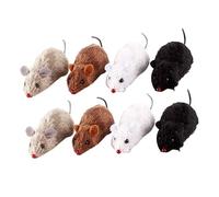 FONDOTIN 8pcs Clockwork Plush Mouse Toy Wind up Rat Toy Lifelike Furry Animal for Cats Pet Training Random Color