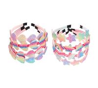 FONDOTIN 8pcs Gradient Rainbow Heart Star Headbands for Hairbands with Classic Festive Design Soft Comfortable Accessories for Birthday Parties Daily Wear Photo Props and Stage Performances