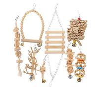 FONDOTIN 8pcs Parrot Toy Bird Chewing Perch and Swing for Birds Foraging Toys to Keep Your Parrots Engaged and Entertained