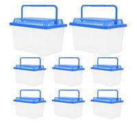 FONDOTIN 8pcs Turtle Terrarium with Lid and Handle - Portable Plastic Reptile Habitat Box for Indoor Pet Breeding, Tortoise Storage, Spider and Lizard Enclosure