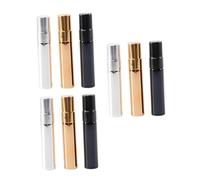 FONDOTIN 9 Pcs Refillable Glass Spray Bottles Half Cover Atomizer Containers for Perfume Essential Oils Travel Portable Sub-packaging Bottles with Airtight Seal in Gold Silver Black