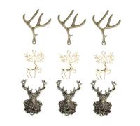 FONDOTIN 9pcs Deer Head Antler Charms Vintage Pendant Jewelry Making Supplies for DIY Necklaces Bracelets and Crafts Unique Amulet Designs to Boost Confidence and Creativity