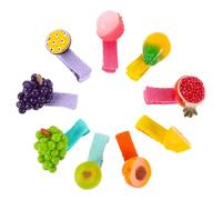 FONDOTIN 9pcs Mini Fruit Hair Clips Cute Simulated Food Hairpins for Daily Wear Parties Versatile Cartoon Style Bobby Pins with Red Pomegranate Lychee Passion Fruit Papaya Pear Lemon Purple