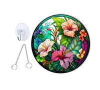 FONDOTIN Acrylic Flower Wall Hanging Decor Round Floral Ornament for Home and Outdoor Sturdy Door Sign for Bedroom and Courtyard Decoration Easy to Clean and Gift Choice