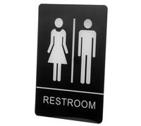 FONDOTIN Acrylic Unisex Toilet Sign with Pictograms Adhesive Bathroom Door Sticker for Office and Business Restroom Wall Decoration