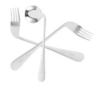 FONDOTIN Adaptive Utensils Angled Feeding Fork and Spoon for Patients Ergonomic One Handed Design for Easy Self Feeding Stainless Steel Cutlery for Elderly and Disabled Users