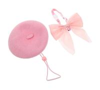 FONDOTIN Adjustable Cat Bow Tie Collar and Soft Wool Beret Set with Bell Cozy Breathable Pet Costume for Parties and Everyday Wear Cute Kitten Hat Accessories