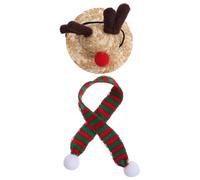 FONDOTIN Adjustable Large Green Reptile Christmas Scarf and Hat Set for Lizards, Pet Warm Scarf and Festive Cosplay Hat, Photography Prop for Holiday Decoration