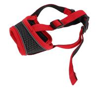 FONDOTIN Adjustable Mesh Muzzle for Small Dogs Red Soft Breathable Dog Mouth Cover to Prevent Barking Biting Chewing and Scavenging for Puppy Training and Home Use