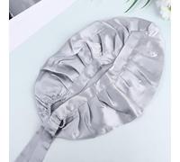 FONDOTIN Adjustable Silk Sleeping Cap for Women Grey Soft Breathable Night Hair Protection Hat Comfortable Fit for Makeup and Face Wash Gentle Hair Care Bonnet with Spacious Design