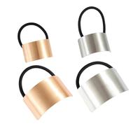 FONDOTIN Alloy Hair Ties Elastic Hair Rings 4pcs Rectangular Smooth Surface Shining Appearance Fashion for Women Girls Everyday Wear