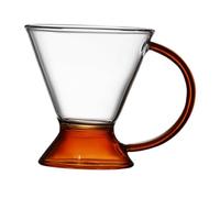 FONDOTIN Amber Glass Cup with Handle for Home Use Stylish Transparent Water and Milk Mug Heat-Resistant Coffee and Tea Cup for Everyday Beverage Enjoyment