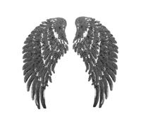 FONDOTIN Angel Wings Sequin Embroidered Fabric Patches, DIY Clothes Sewing Iron-on Applique, Black Wings Patch for Clothing Repair and Costume Decoration