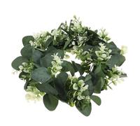 FONDOTIN Artificial Eucalyptus Leaf Wreath Greenery Garland for Front Door Wall Decor Realistic Summer Pillar Candle Ring Faux Foliage for Wedding Party Farmhouse Decoration