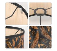 FONDOTIN Bamboo Drum Lampshade with Printed Plant Pattern Natural Woven Lamp Cover for Ceiling and Table Lamps Soft Light Diffuser for Living and Bedroom Decor Unique Replacement Shade