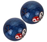 FONDOTIN Baoding Hand Balls Set 42mm Enamel Low-Temperature Cloisonné Fitness Balls for Hand Therapy and Massage with Yin Yang Design Exercise Tool for Seniors and Women Feng Shui