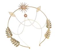 FONDOTIN Baroque Fiesta Crown Headband for Adults Women Lightweight Metal Headdress with Leaf Star Design Easy Wear Party Hair Accessory Festival Essential and Photo Prop