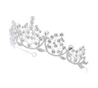 FONDOTIN Baroque Style Rhinestone Bridal Crown Tiara for Women White Wedding Party Headband Bride Tiara Decor Vintage Rhinestone Bride Crown