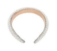 FONDOTIN Baroque Style White Pearl Rhinestone Headband for Women Lightweight Elegant Hair Hoop for Party Festival Daily Wear Comfortable Non-slip Hair Accessory