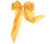 FONDOTIN Big Bowknot Hair Clip for Elegant Ribbon Bow Barrette with Long Tail Durable Design for Birthdays Weddings Parties and Casual Wear Bright Yellow