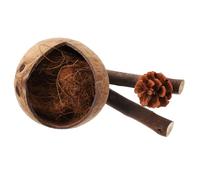 FONDOTIN Bird Perch Stand Natural Wood Branch Platform with Coconut Shell Nest for Parrots and Birds Easy Installation Resting Bird Bed for Cage Play and Exercise